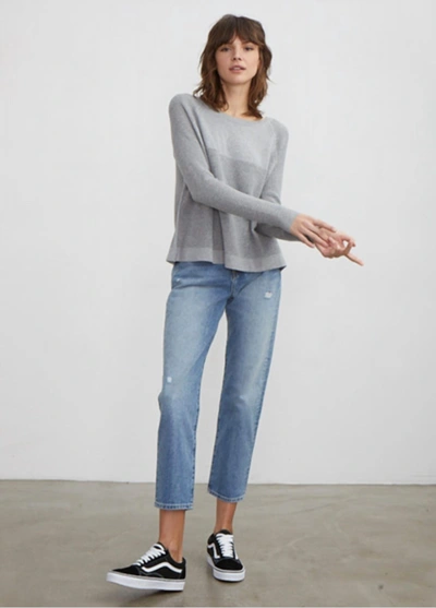 Shop Autumn Cashmere Flared Thermal Crew In Grey