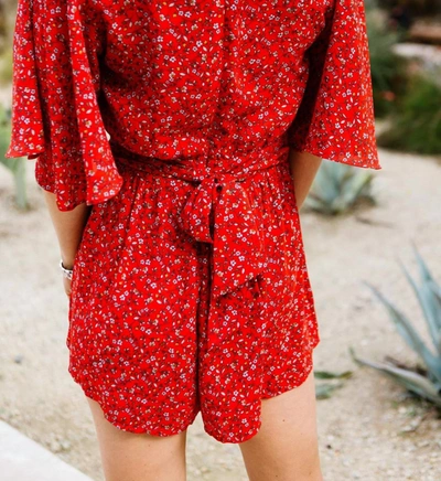 Jack By Bb Dakota Spring Breaker Flutter Sleeve Romper In Red