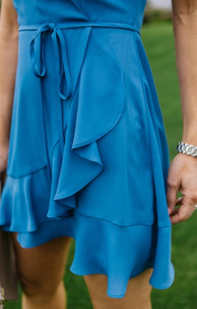 Jack By Bb Dakota Almost Wrapped Dress In Sea Blue In Multi