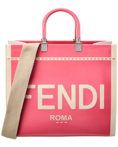 Fendi Sunshine Medium Leather Shopper Tote Bag In Pink