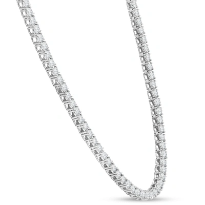 Pompeii3 15" 20ct Tw Round Cut Natural Diamond Tennis Necklace 14k White Gold In Multi