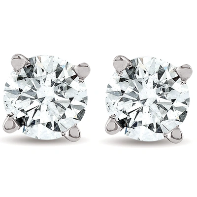 Pompeii3 1/2 Cttw Round Cut Diamond Studs 14k White Gold Womens Earrings In Multi