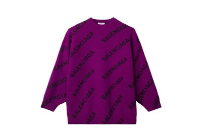 Pre-owned Balenciaga Allover Logo Sweater Fuchsia/black