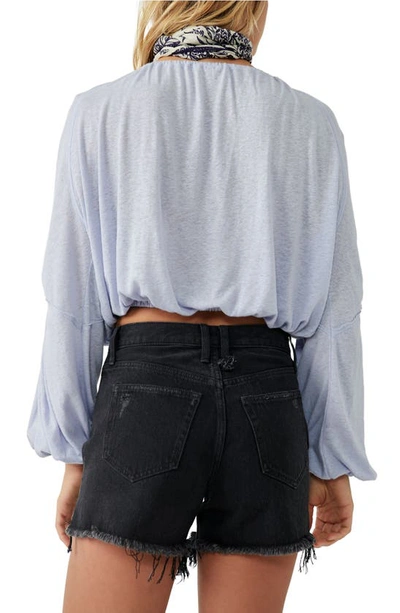 Shop Free People In A Dream Ruched Linen Blend Crop Top In Twinkling Perry