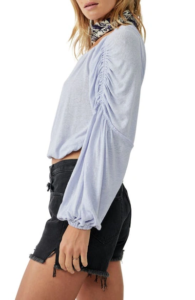 Shop Free People In A Dream Ruched Linen Blend Crop Top In Twinkling Perry