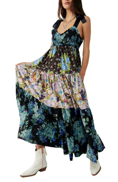 Shop Free People Bluebell Mixed Floral Cotton Maxi Dress In Cool Combo