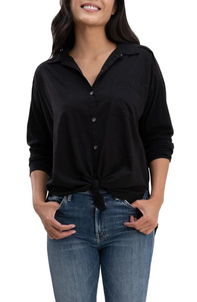 Shop Splendid Paige Button-up Shirt In Black
