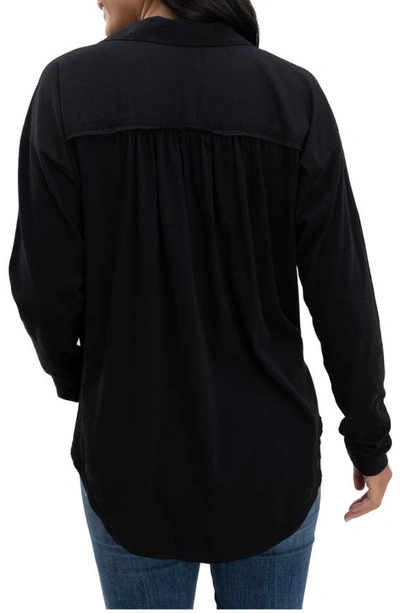 Shop Splendid Paige Button-up Shirt In Black