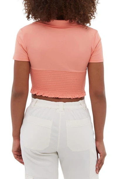 Shop Bench Constance Collared Crop Top In Coral Almond
