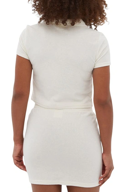 Shop Bench Filby Terry Crop Polo T-shirt In Marshmallow