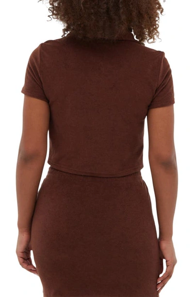 Shop Bench Filby Terry Crop Polo T-shirt In Shaved Chocolate