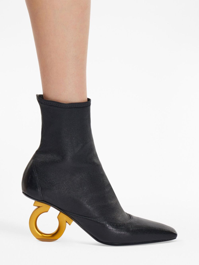 Shop Ferragamo Elina 70mm Ankle Boots In Black