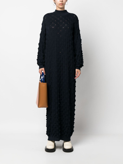 Shop Henrik Vibskov Spike-knit Maxi Dress In Blue