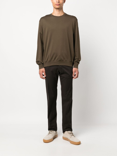 Herno Long-sleeved Cotton Sweatshirt In Green