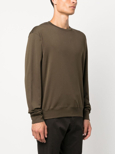 Herno Long-sleeved Cotton Sweatshirt In Green