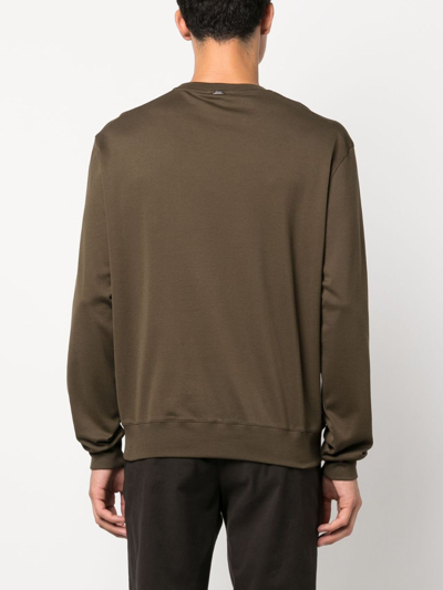 Herno Long-sleeved Cotton Sweatshirt In Green