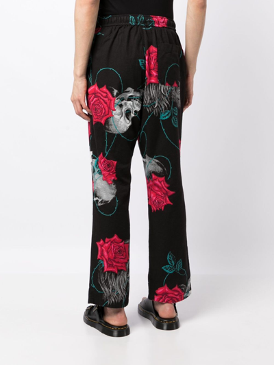 Shop Yohji Yamamoto Wildside Cotton Wide-leg Trousers In Black