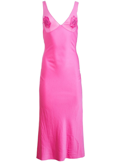 Shop Fleur Du Mal Sequin-embellished Slip Dress In Pink
