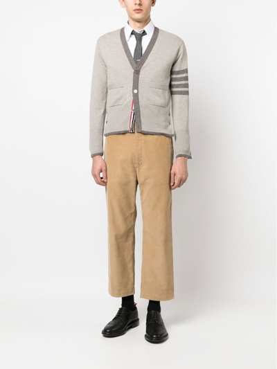 Shop Thom Browne 4-bar Cashmere Cardigan In Grey