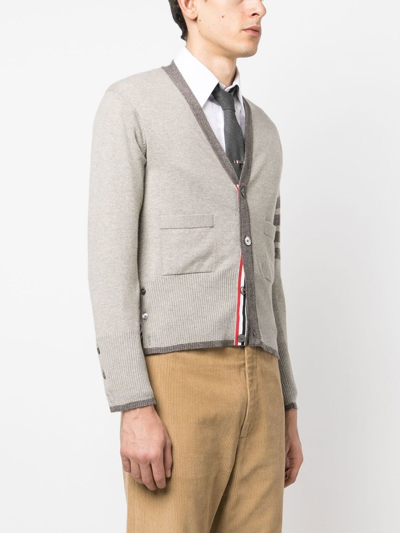 Shop Thom Browne 4-bar Cashmere Cardigan In Grey