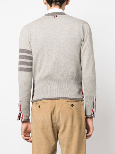 Shop Thom Browne 4-bar Cashmere Cardigan In Grey