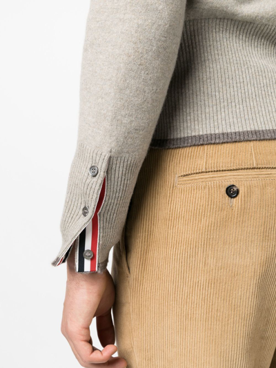 Shop Thom Browne 4-bar Cashmere Cardigan In Grey