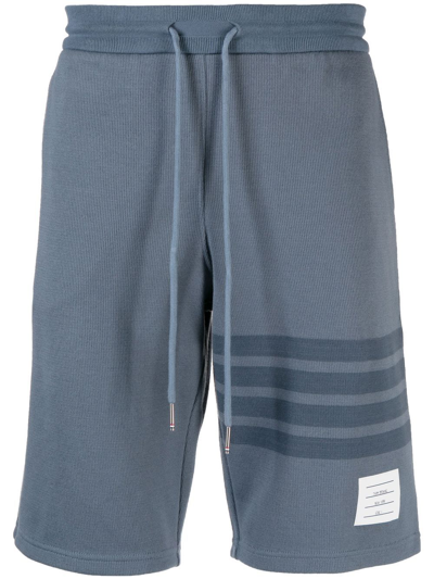 Shop Thom Browne Rwb Striped Shorts In Blue