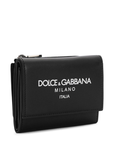Shop Dolce & Gabbana Logo-print Flap Wallet In Black
