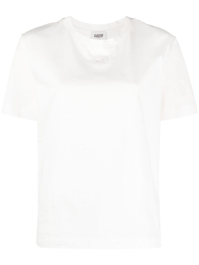 Shop Claudie Pierlot Embroidered-logo Cotton T-shirt In White