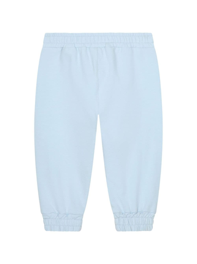 Shop Dolce & Gabbana Flocked-logo Drawstring Track Trousers In Blue