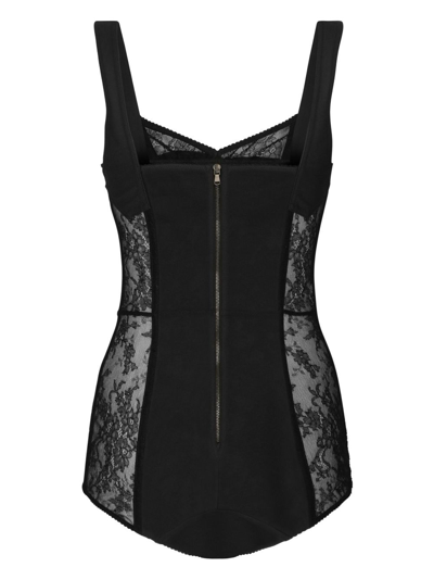 Dolce & Gabbana Lace-detailing Sweetheart-neck Bodysuit In Black