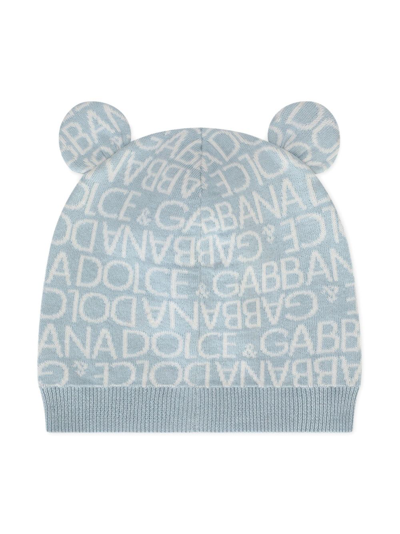 Shop Dolce & Gabbana Animal-ears Knitted Hat In Blue