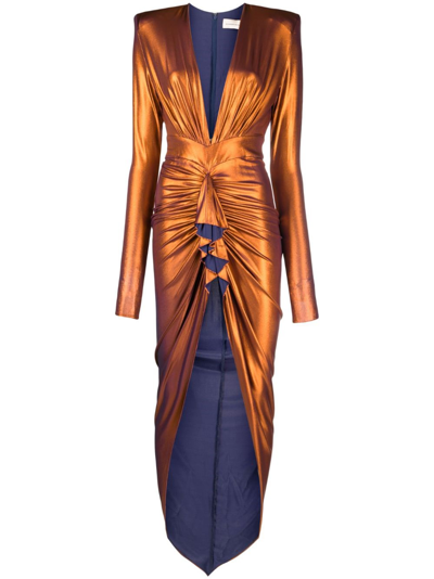 Shop Alexandre Vauthier Long Dress In Metallic