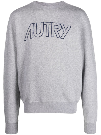 Shop Autry Cotton Sweatshirt With Logo Print In Grey