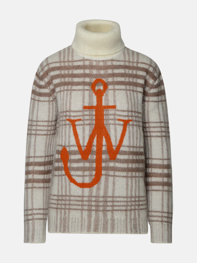 Shop Jw Anderson Beige Wool Turtleneck Sweater