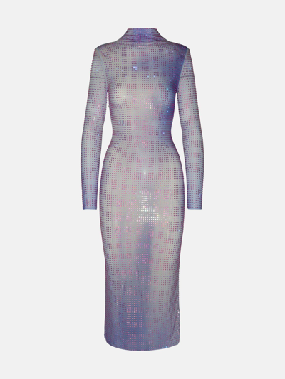 Shop Self-portrait Lilac Polyester Contour Dress In Liliac