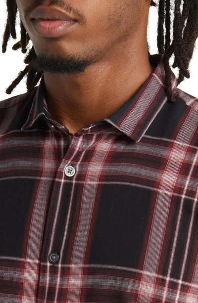 Shop John Varvatos Ross Slim Fit Plaid Button-up Shirt In Auburn