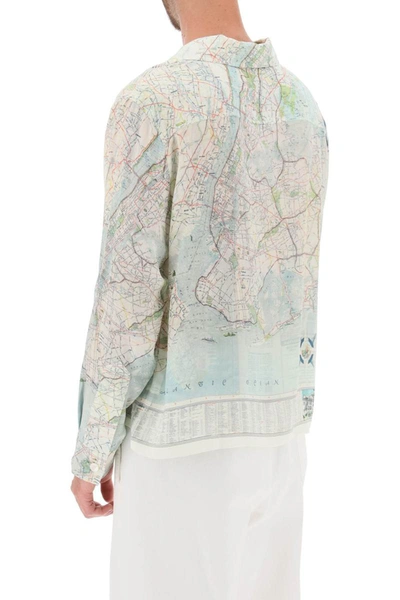 Shop Bode 'new York City Map' Silk Shirt In Multicolor