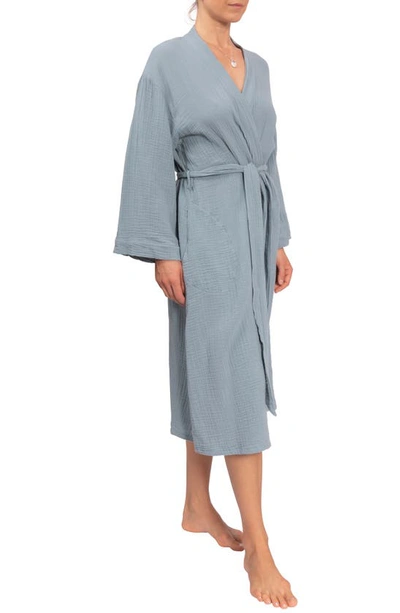 Shop Everyday Ritual Nora Cotton Gauze Robe In Desert Blue