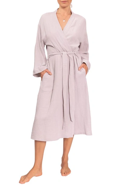 Shop Everyday Ritual Nora Cotton Gauze Robe In Light Grey