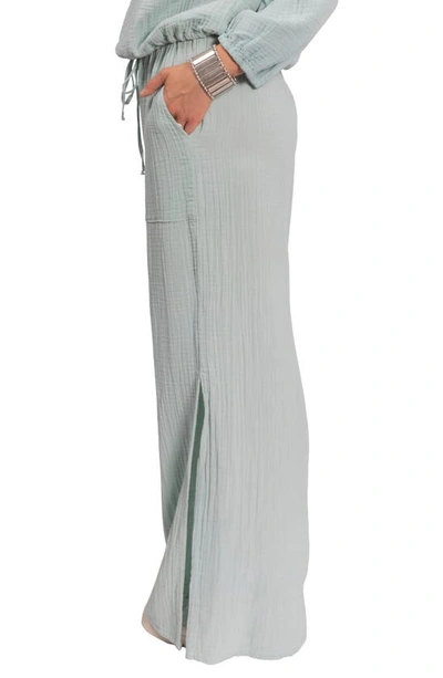 Everyday Ritual Riley Cotton Gauze Split Hem Pants In Chalcedony