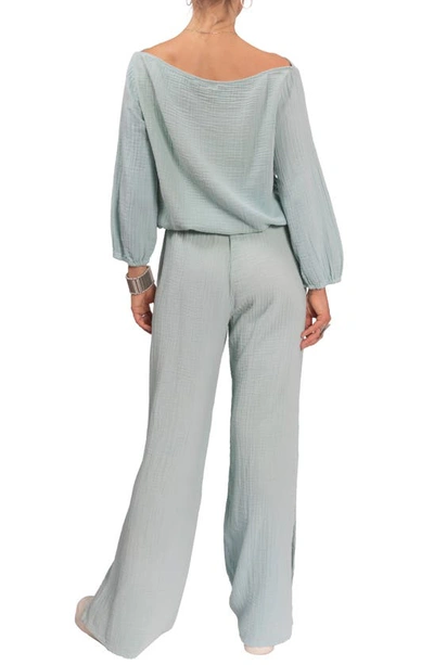 Everyday Ritual Riley Cotton Gauze Split Hem Pants In Chalcedony