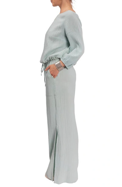 Everyday Ritual Riley Cotton Gauze Split Hem Pants In Chalcedony