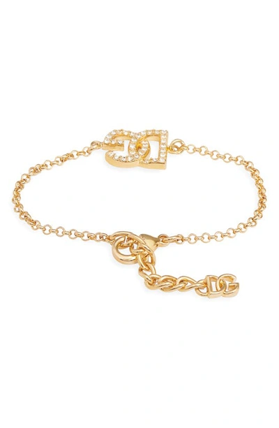 Shop Dolce & Gabbana Dg Crystal Charm Bracelet In Gold
