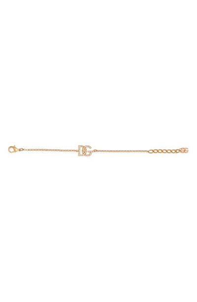 Shop Dolce & Gabbana Dg Crystal Charm Bracelet In Gold