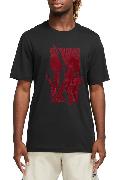 Shop Jordan Gfx Graphic Cotton Tee In Black/ Gym Red/ Gym Red