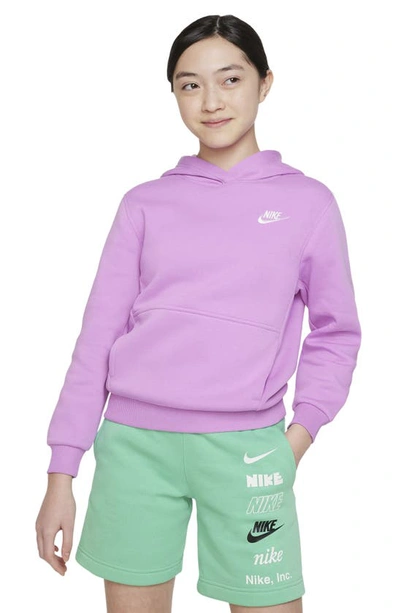 Shop Nike Kids' Club Fleece Hoodie In Rush Fuchsia/ White