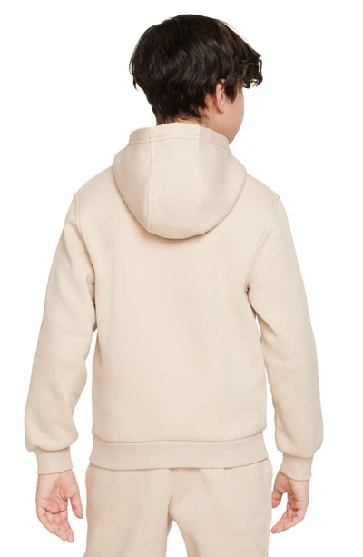 Shop Nike Kids' Club Fleece Hoodie In Sanddrift/ White
