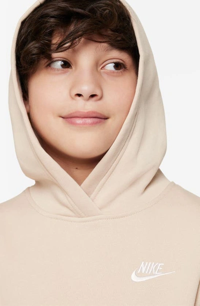 Shop Nike Kids' Club Fleece Hoodie In Sanddrift/ White