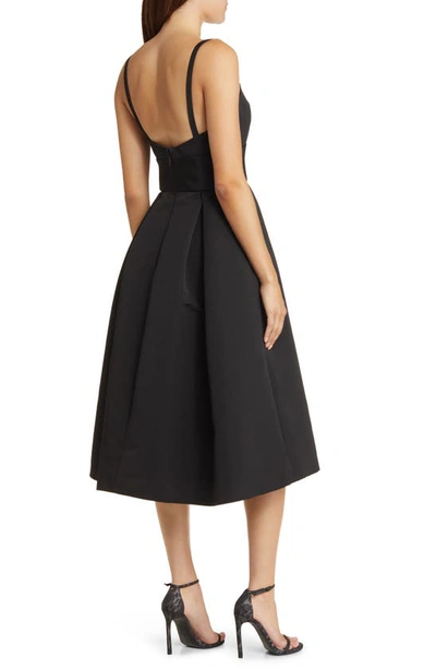 Amsale Faille Cocktail Midi Dress In Black